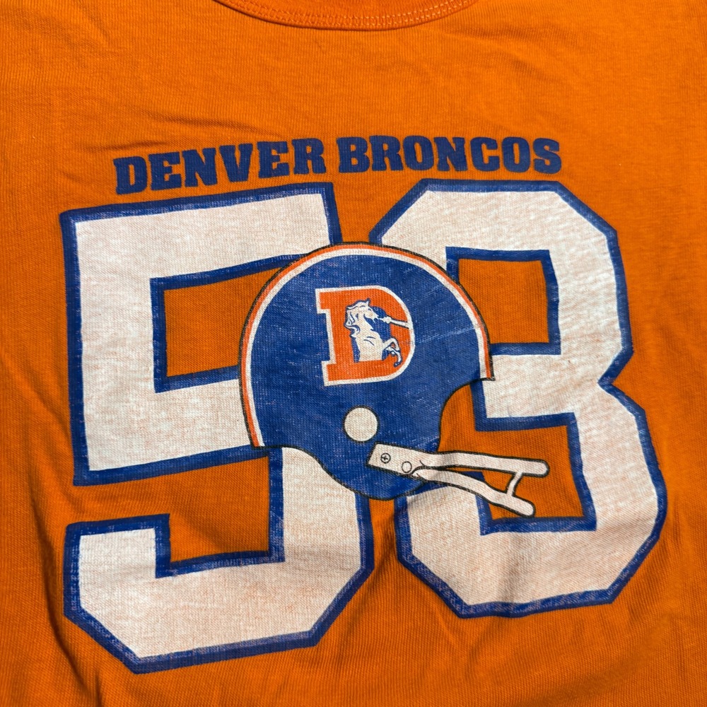 Vintage 70s Champion Blue Bar Denver Broncos T-Shirt 58 Randy Gradishar Orange L - Picture 2 of 7